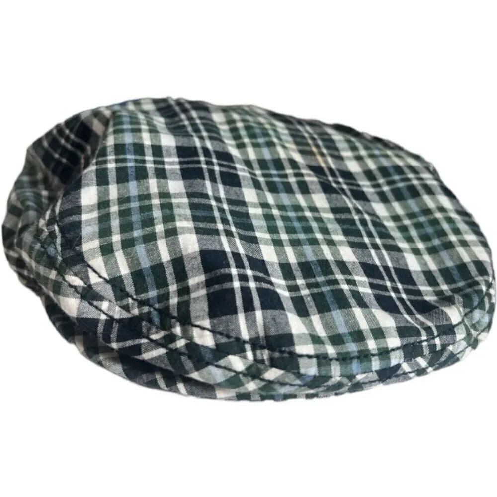 NWT Baby Boy Gymboree Madras Plaid Paige Boy Newspaper Boy Hat  - Sz 0-12 mo